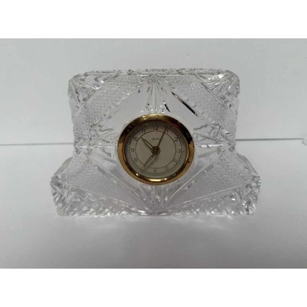Vintage Kaiser Germany Lead Crystal Mantle Clock Pinwheel‎ Cut Wind-Up